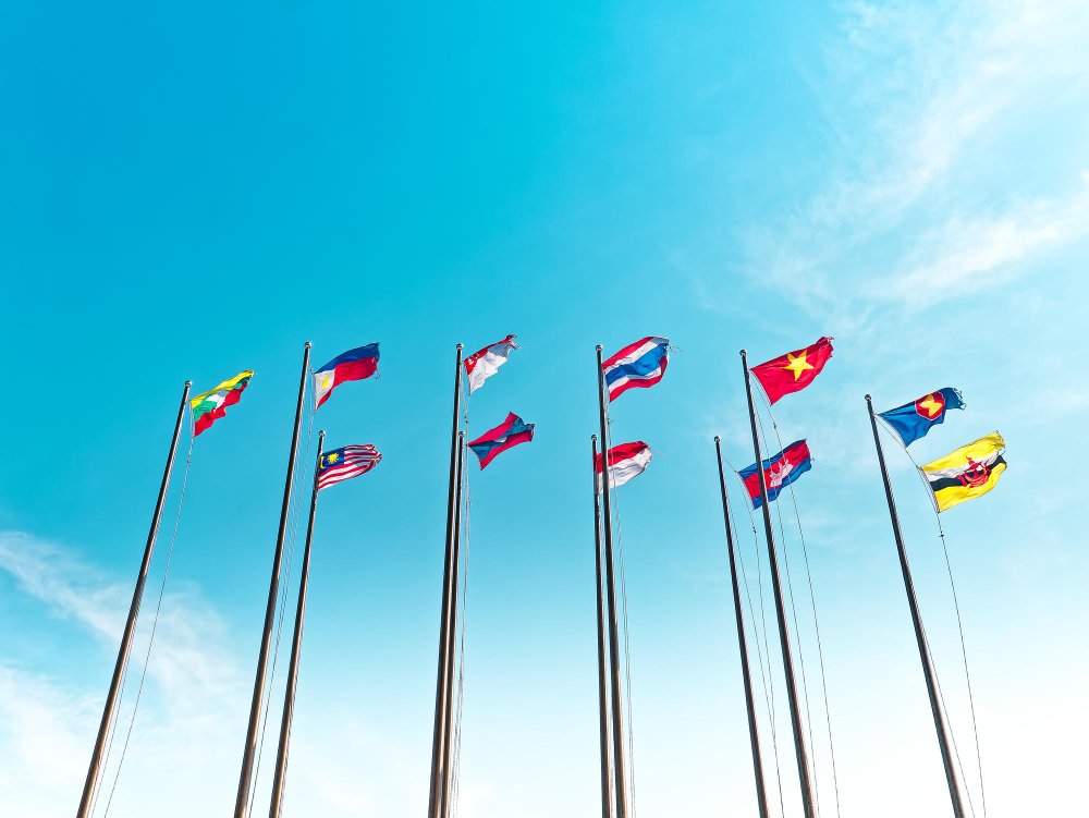 Asean flags to ilustrate how the organization is diverse